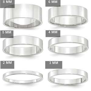 Anelli <span class=keywords><strong>Nuziali</strong></span> e di Anniversario Piatti da 2mm 3mm 4mm 5mm 6mm 8mm di Larghezza per Uomo e Donna - Product Image 2