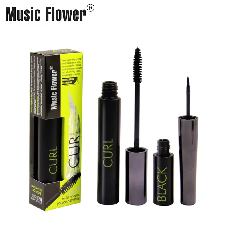 Original Music Flower Smudgeproof Extra Curling Perfect Waterproof Longlasting 2 In 1 Eye Mascara Makeup Set With Eyeliner
