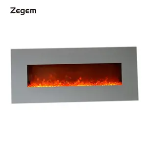 1280mm Wall-Mounted Electric Flame Fireplace with Remote Control Household Decor with Crystal Logs or Pebbles