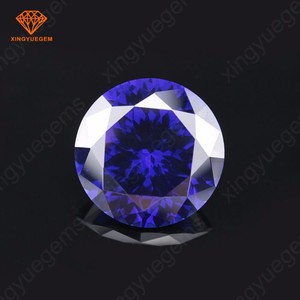 Pierre synthétique en corindon de 8mm, <span class=keywords><strong>saphir</strong></span> bleu, pierre précieuse en vrac, corindon synthétique de forme ronde - Product Image 2