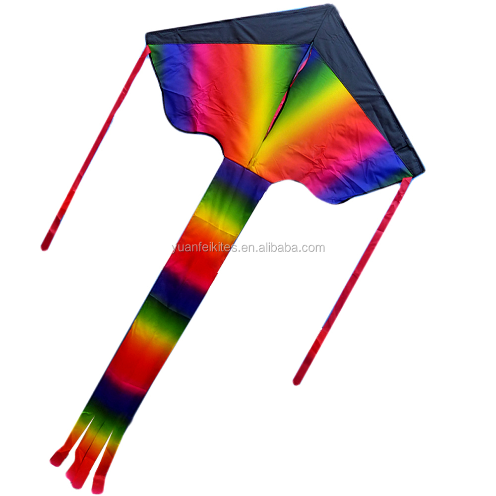 Large Rainbow Delta Kite with Fiberglass Frame Best Toy for Outdoor Games Fun for Adults to Fly This Summer