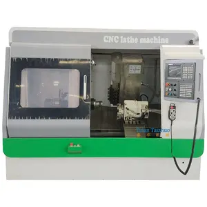 เครื่องกลึงเตียงแบน CK40L CNC เครื่องกลึงเครื่อง CNC พร้อมแกนไฮดรอลิกแกนตัว C และเครื่องมือถ่ายทอดสด4 + 4