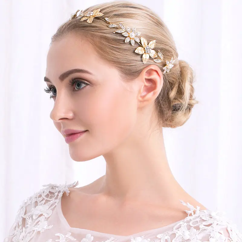 Moda yeni tasarım Gelin Headpieces, Altın Gümüş Inci Boncuk Uzun Gelin Saç Vine Kadınlar için