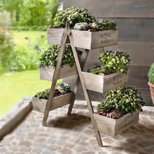 Gran jardín de madera planta de almacenamiento de acrílico de rack de flor con 6 de caja - Product Image 5