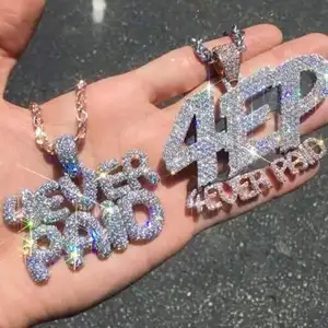 Colgante personalizado de plata de ley con letras de burbuja para hombre y mujer, joyería de Hip Hop