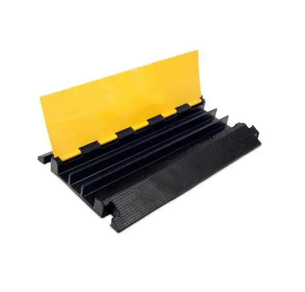 Out Door Heavy 3 Channels Rubber Material Cable Protector Cover Ramp Yellow