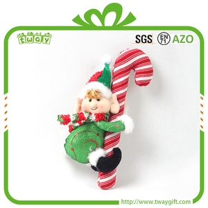 Brand new funny decorative 10 inch sugar <span class=keywords><strong>cane</strong></span> hanging Christmas elf soft toy Christmas ornaments - Product Image 1