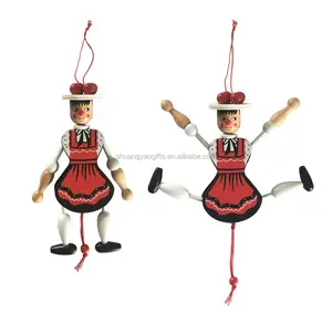 Wooden hot sale custom pull string doll in good quality funny wonden marionette