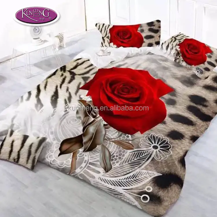 Most fashion duvet cover flower pictures 3d microfiber quilt cover bedding set