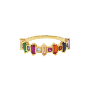 rainbow Cubic Zirconia <strong>Ring</strong> <strong>Gold</strong> Plated 2023 New Arrived Finger <strong>Cocktail</strong> Fashion Jewelry <strong>Rings</strong> - Product Image 2