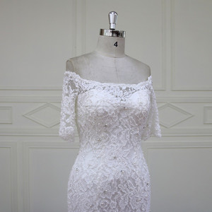 HD018 nouvelle conception encolure robe de <span class=keywords><strong>mariage</strong></span> de luxe lourd perles sexy sirène robes de mariée 2017 - Product Image 4