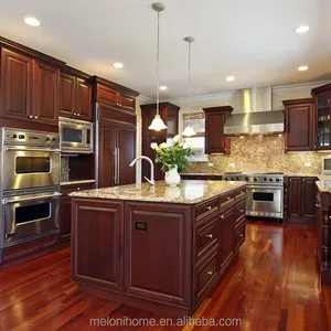 luxurious cherry solid wood craved kitchen cabinet exported to Canada