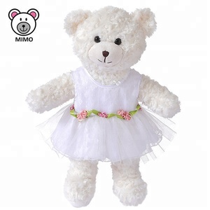 Orsacchiotto <span class=keywords><strong>Ballerina</strong></span> con Vestito Rosa, Peluche con Gonna Tutu, Giocattolo Morbido Personalizzato per Bambini, Orsacchiotto Bianco Ballerino - Product Image 2