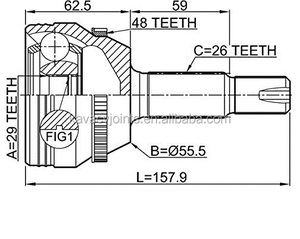 <span class=keywords><strong>CV</strong></span> JOINT TO-ZZE132A48ด้านนอก <span class=keywords><strong>CV</strong></span> JOINT 29X55X26 - Product Image 2