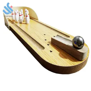 YF-J01 factory direct wooden desktop mini bowling game educational toys wooden tabletop bowling game for kids