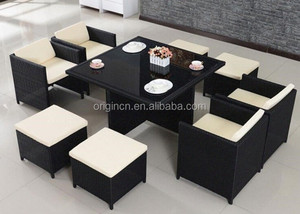 Casa bonita <span class=keywords><strong>terraza</strong></span> o patio <span class=keywords><strong>de</strong></span> Ratán Muebles <span class=keywords><strong>de</strong></span> comedor conjunto <span class=keywords><strong>de</strong></span> <span class=keywords><strong>mesa</strong></span> <span class=keywords><strong>y</strong></span> <span class=keywords><strong>sillas</strong></span> <span class=keywords><strong>de</strong></span> exterior - Product Image 1