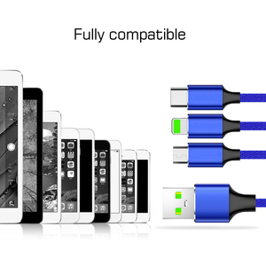 Vaquero Micro tipo C 8 Pin datos teléfono móvil USB cargador 3 en 1 Cable de carga - Product Image 5