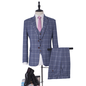 MA102 ( Jacket Vest Pants ) 2022 New Men's Fashion Boutique Plaid abito <span class=keywords><strong>da</strong></span> sposa abito tre pezzi <span class=keywords><strong>smoking</strong></span> formale maschile - Product Image 1