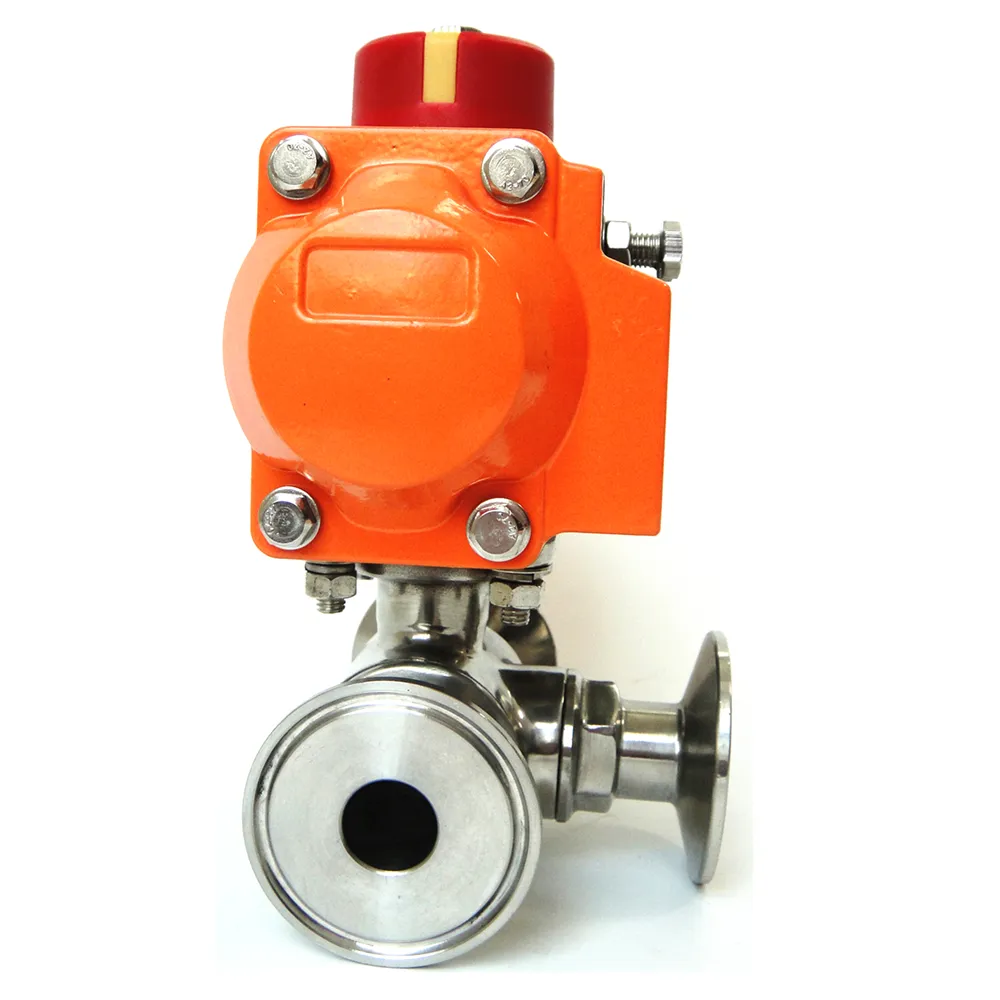 3 방법 SS316 L/T 유형 공압 액추에이터 위생 물 가스 볼 밸브
