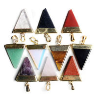 Colgante de Joyería de Oro con Piedra Marrón en Forma de Triángulo, Chapado en Oro, Joyería de Moda 2015