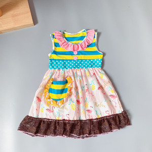 Платье для девочек Yihui RTS: повседневное, с круглым вырезом, весеннее, с леопардовым принтом, оборками, без рукавов, с эластичной талией и карманами - Product Image 1