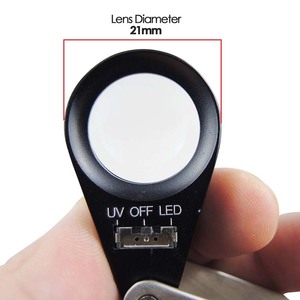 แว่นขยายอัญมณีแบบ LED UV 20 เท่า พร้อมเลนส์ขนาด 21 มม. |   แว่นขยายกำลังขยายสูงสำหรับตรวจสอบอัญมณี เพชร และเครื่องประดับ (OEM) - Product Image 4