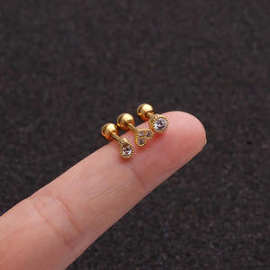 सफेद, नीले गुलाबी जेड छोटे दौर अश्रु दिल छोटे तुंगिका उपास्थि कान की बाली हेलिक्स भेदी गहने शंख कौआ कान पालि संवर्धन - Product Image 6