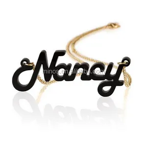 Personalized Acrylic Name Necklace with 18k Gold Plated Chain -Custom Made Choose Any Color and Any Name