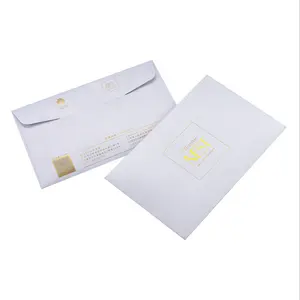 custom luxury design foil stamping white gift envelope for packaging