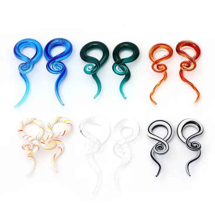 Verre Oreille Spirale Conique Piercing Jauges Multi Couleur Bouchon D'oreille Cintres Extenseur