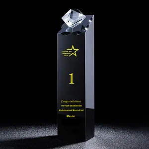 Trofeos de premios de cristal negro, trofeo de estrella de cristal, proveedor de fabricación