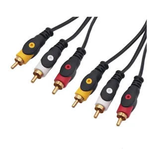 عالية الجودة مطلية بالذهب عين السمكة شكل 3RCA إلى 3RCA أسود RCA AV الصوت والفيديو كابل