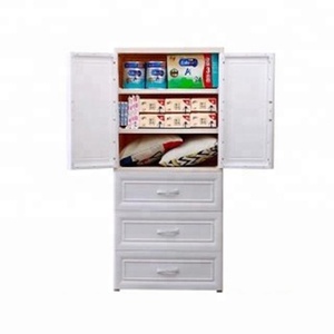 4 Layers Two Door Open 3 Compartments Clothes Hanging <strong>Plastic</strong> Kids <strong>Cupboard</strong> for Clothes - Product Image 2