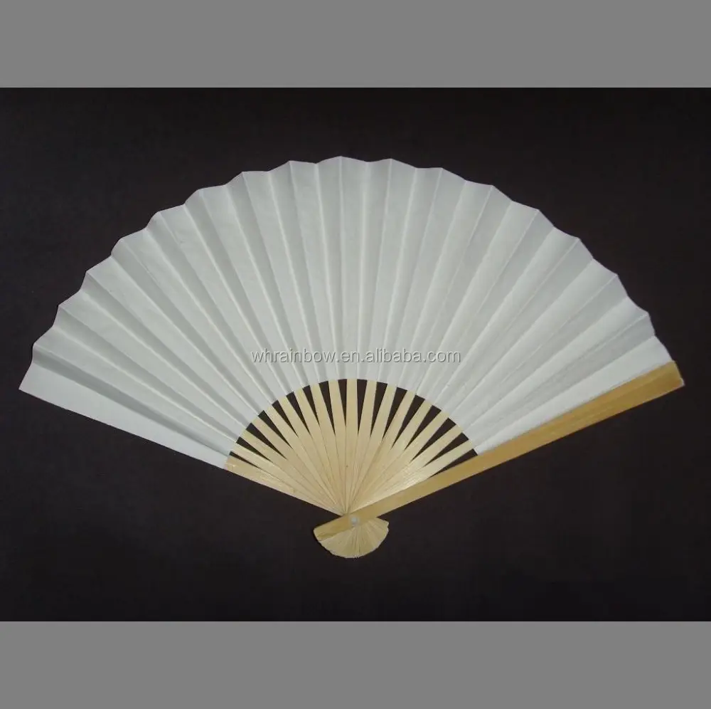Asiatique blanc ventilateur à main en papier 20cm 23cm 25cm disponible