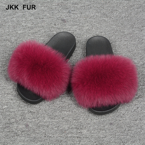 Venta caliente Rose Red 100% al aire libre de interior zapatillas mujer zorro diapositivas - Product Image 2