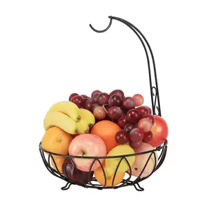 Nieuwe Iron Hanger Stand Draad Fruitmand Met Banaan Houder