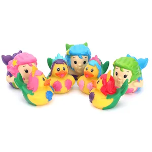 Brinquedo de banho para bebês com estampa personalizada, pato amarelo flutuante, mermaid, animais kawaii, banho de água, pato de borracha para bebês