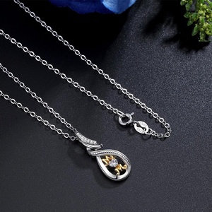 925 Sterling Perak Jantung Ibu Hari Hadiah Berlian Imitasi Aku Mencintaimu Ibu Kalung Liontin - Product Image 4