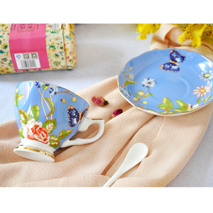 Colore arancione carino Bone china <span class=keywords><strong>tazze</strong></span> da tè e piattini in ceramica antica, <span class=keywords><strong>tazze</strong></span> da caffè e piattini da tè in porcellana Bluk set regalo - Product Image 5
