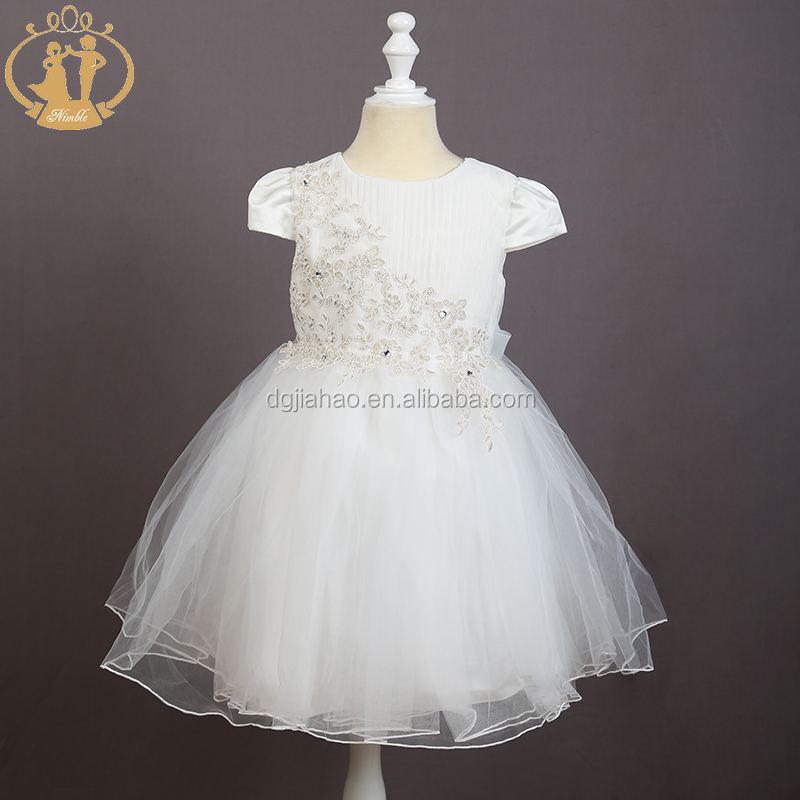 Nimble/Новинка, платье, расшитое бисером вручную аппликация из сатина с украшениями в виде цветов нарядное бальное платье белого цвета для девочек, платье для девочек, летние платья для девочек, летняя От 4 до 12 лет