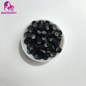 Micro-perles en silicone pour extensions de cheveux, 5.0mm, micro-perles noires, outils d'extension capillaire, vente en gros - Product Image 2