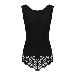 Sheer Femmes Blouses Chic Dentelle T-shirt Sans Manche De Mode Chemisier Noir/Blanc/Rouge - Product Image 1