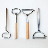Multi Functie Keuken Tool Houten Grip Rvs Groente Fruit Peeler