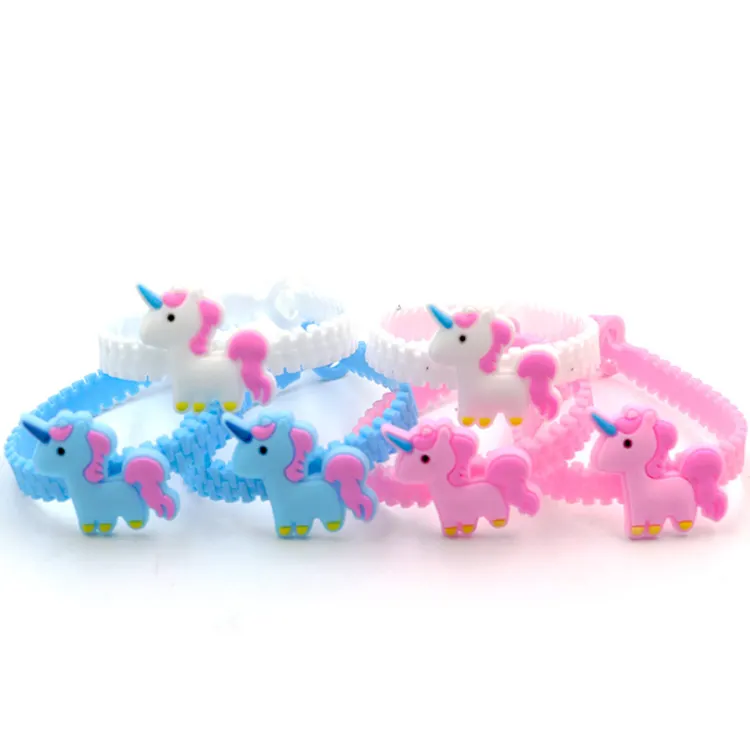 Commercio all'ingrosso del fumetto unicorno morbido PVC Wristband 1 foro di fascino del braccialetto per i bambini