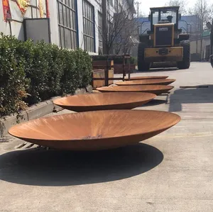 De Madera al aire libre de gas y rusty corten fogata/corten firebowl