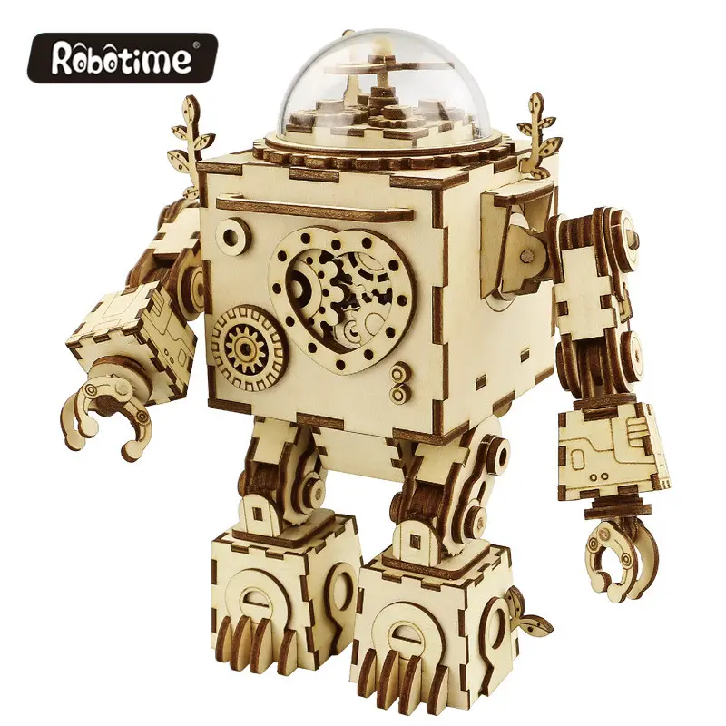 Robotime Rokr US Warehouse 2022 Diy Science Toys Assembled Handmade Stem Robot Wood Kit 3D Puzzle For Kids