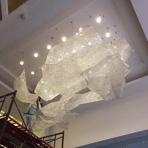 <span class=keywords><strong>Lampadario</strong></span> a <span class=keywords><strong>Nuvola</strong></span> Personalizzabile Flessibile Moderno di Lusso con Perle di Cristallo K9 per Hall e Lobby di Hotel - Product Image 5