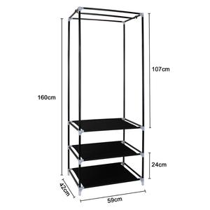 Armoire portable, <span class=keywords><strong>placard</strong></span> pliable, organisateur de vêtements, étagères <span class=keywords><strong>pour</strong></span> le rangement, résistant à la poussière, noir - Product Image 2