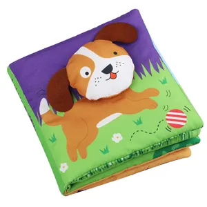 Best 3D Cute Dog Educational Toy Customizable Preschool Intelligence Development Sound Paper soft Baby Cloth Book Fabric Gift