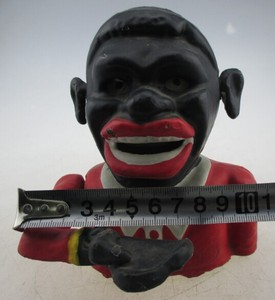 pintado en polvo mecánica de hierro fundido hombre negro cabeza de dinero del banco - Product Image 1